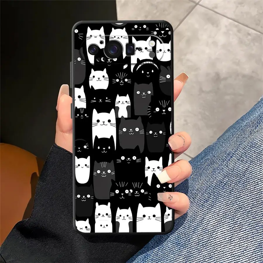 Фото Чехол для Google Pixel 10A 6a 9a 6 7 8 Pro 10 9 Pro XL 8a 7a, чехол для телефона с милыми черно-белыми кошками №2