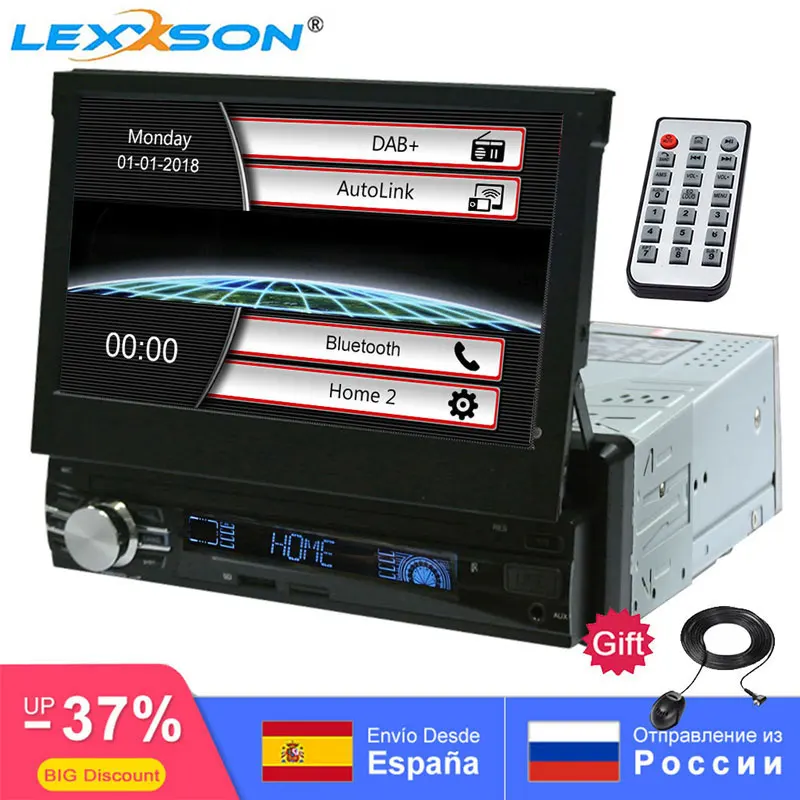 Купи 7 inch 1Din Car DAB Radio Stereo Capacitive Touch Screen Bluetooth MP5 DAB AM FM RDS SWC USB phonelink with iphone android phone за 7,688 рублей в магазине AliExpress