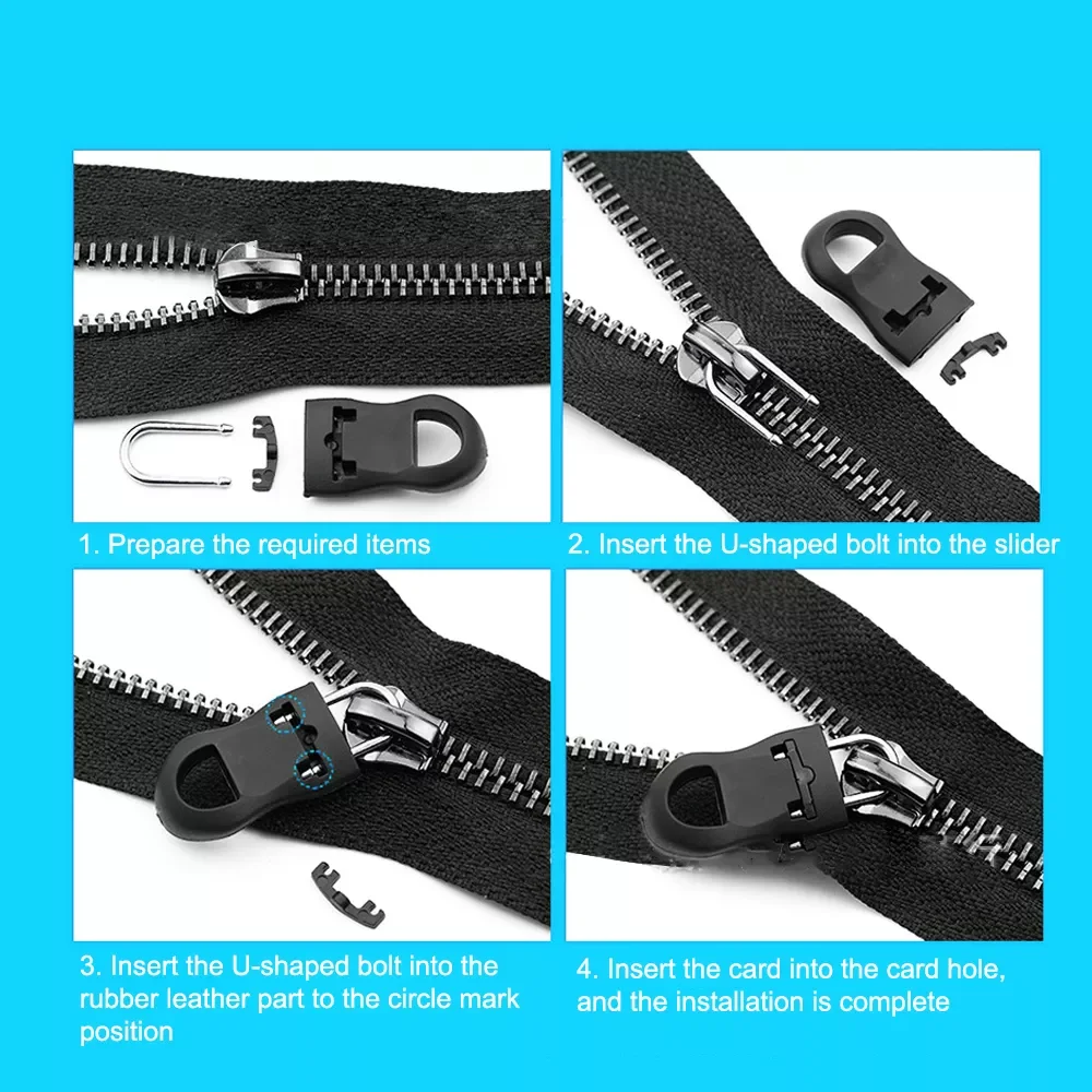 

Slider Replacement Zipper Puller Tag Fixer Repair Kit Zipper for Sewing Clothes Travel Bag Suitcase Clothes Tent Backpack