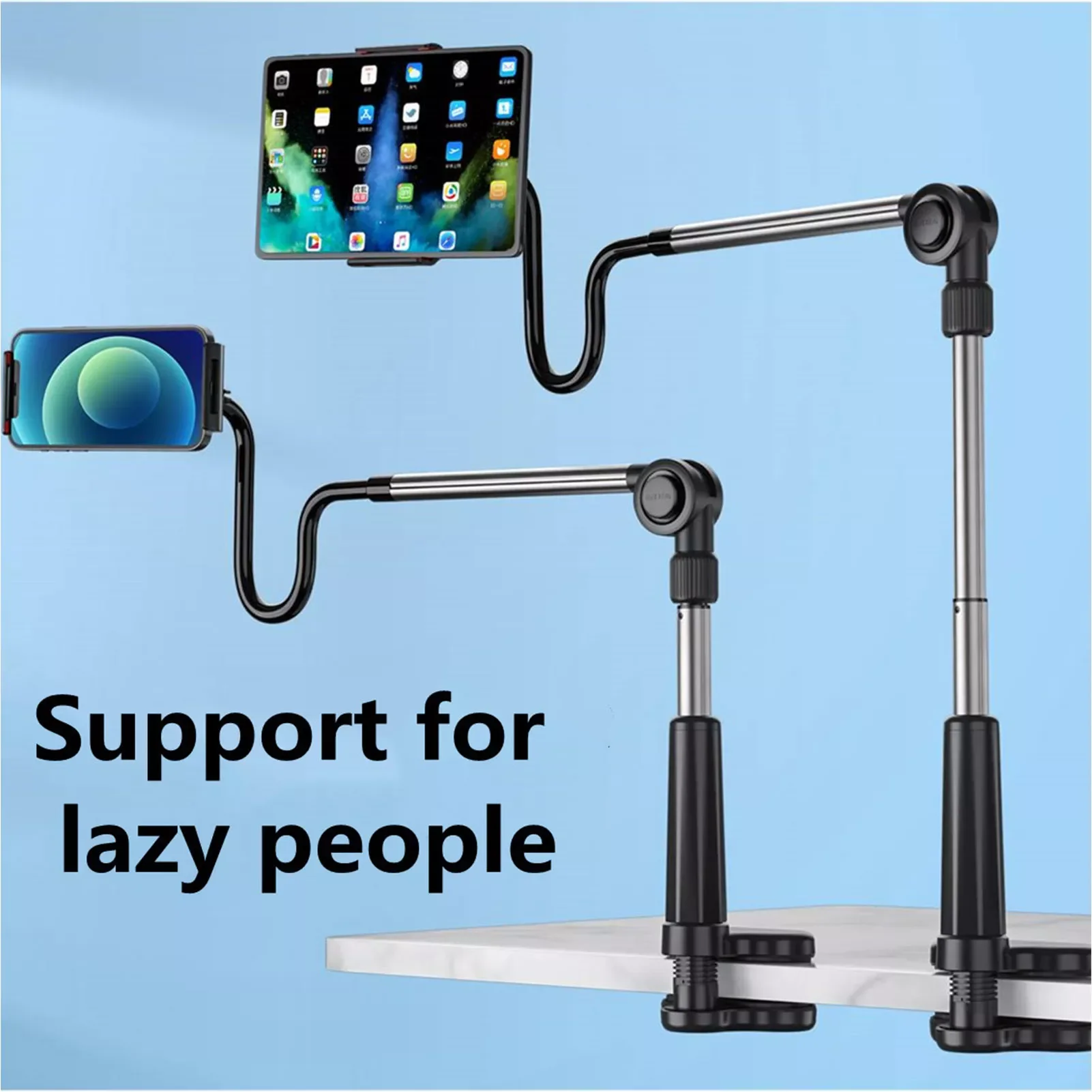 

NEW2023 Holder For Bed Long Arm Adjustable Mount Clamp-on Desk Aluminum Alloy Stand Compatible With Smartphone