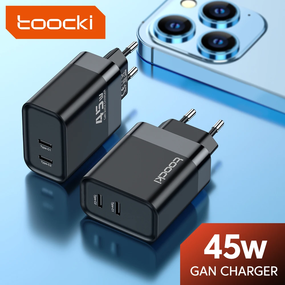

Зарядное устройство Toocki GaN, 45 Вт, USB C, для Xiaomi POCO F3, Huawei PD