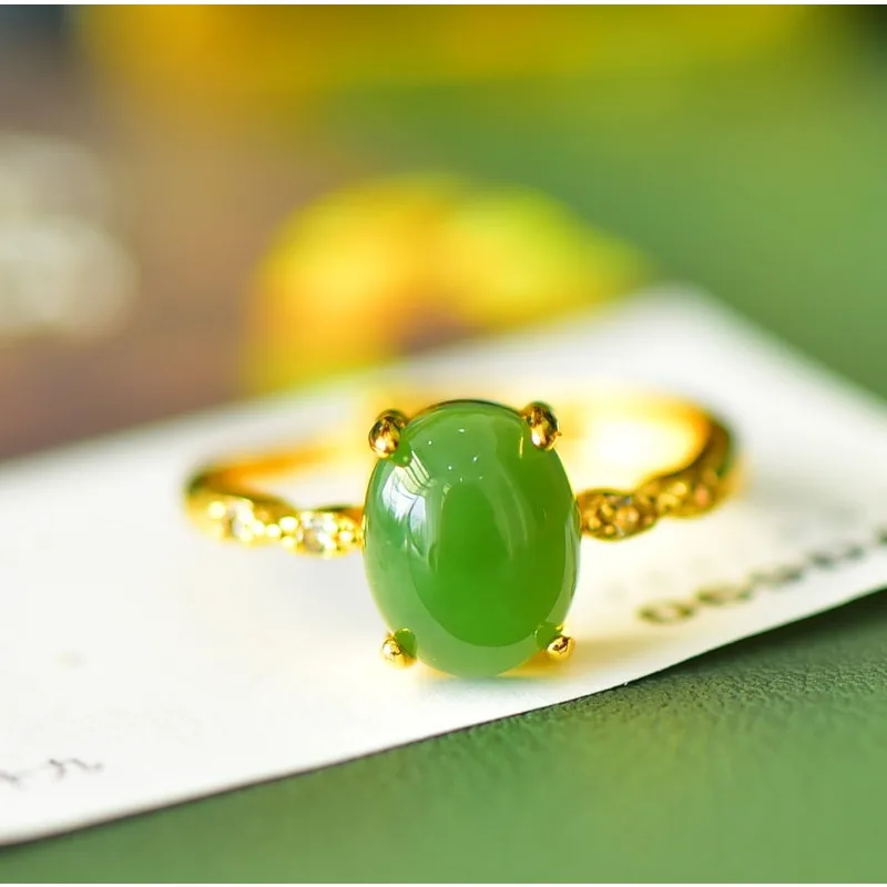 Изысканное модное кольцо из натурального нефрита Хэтянь инкрустированное медью