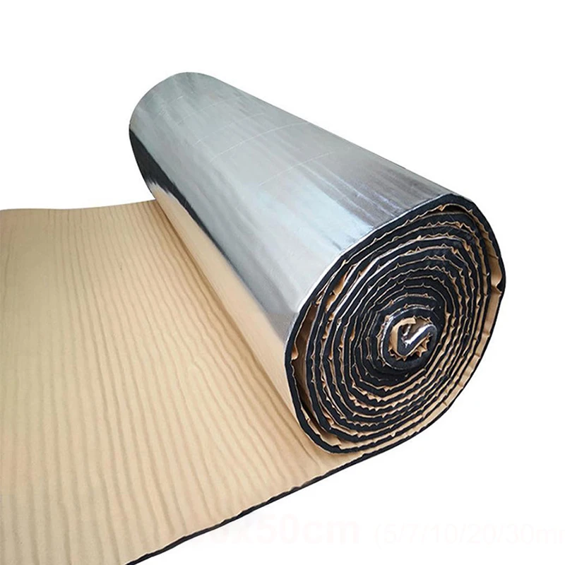

5/7/10mm 50*200CM Aluminum Foil Sound Car Deadening Foam Cotton Sound Deadener Insulation Mat Noise Heat Shield Insulation