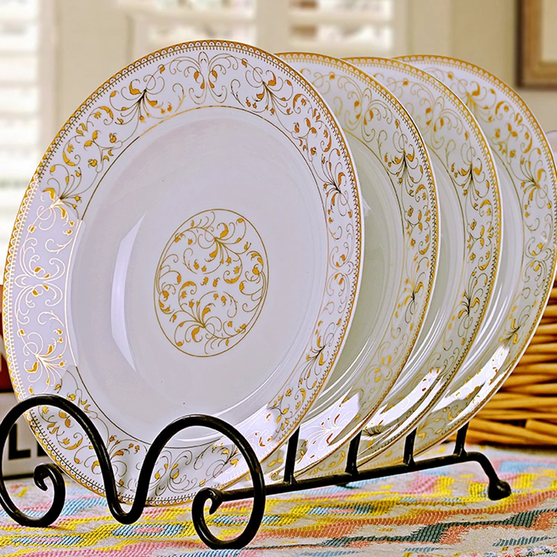 

Wedding Porcelain Complete Tableware Set Ceramic Christmas White Dessert Set Dishes Flower Pratos De Jantar Plates Dinner