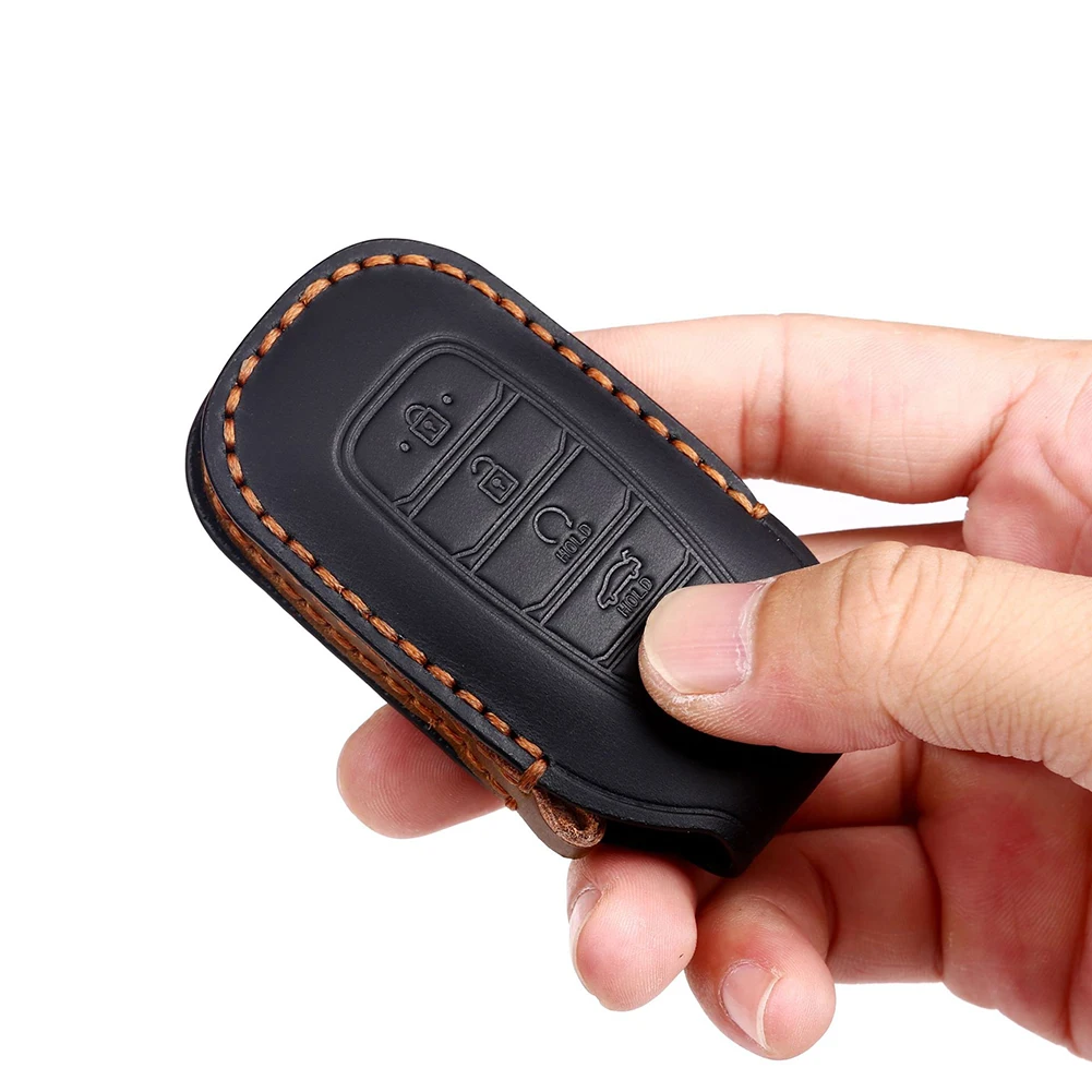 

Leather Remote Car Key Case Cover Fob For Hyundai Santa Fe Palisade 5 Buttons Car Key Case Bag Cover Protector