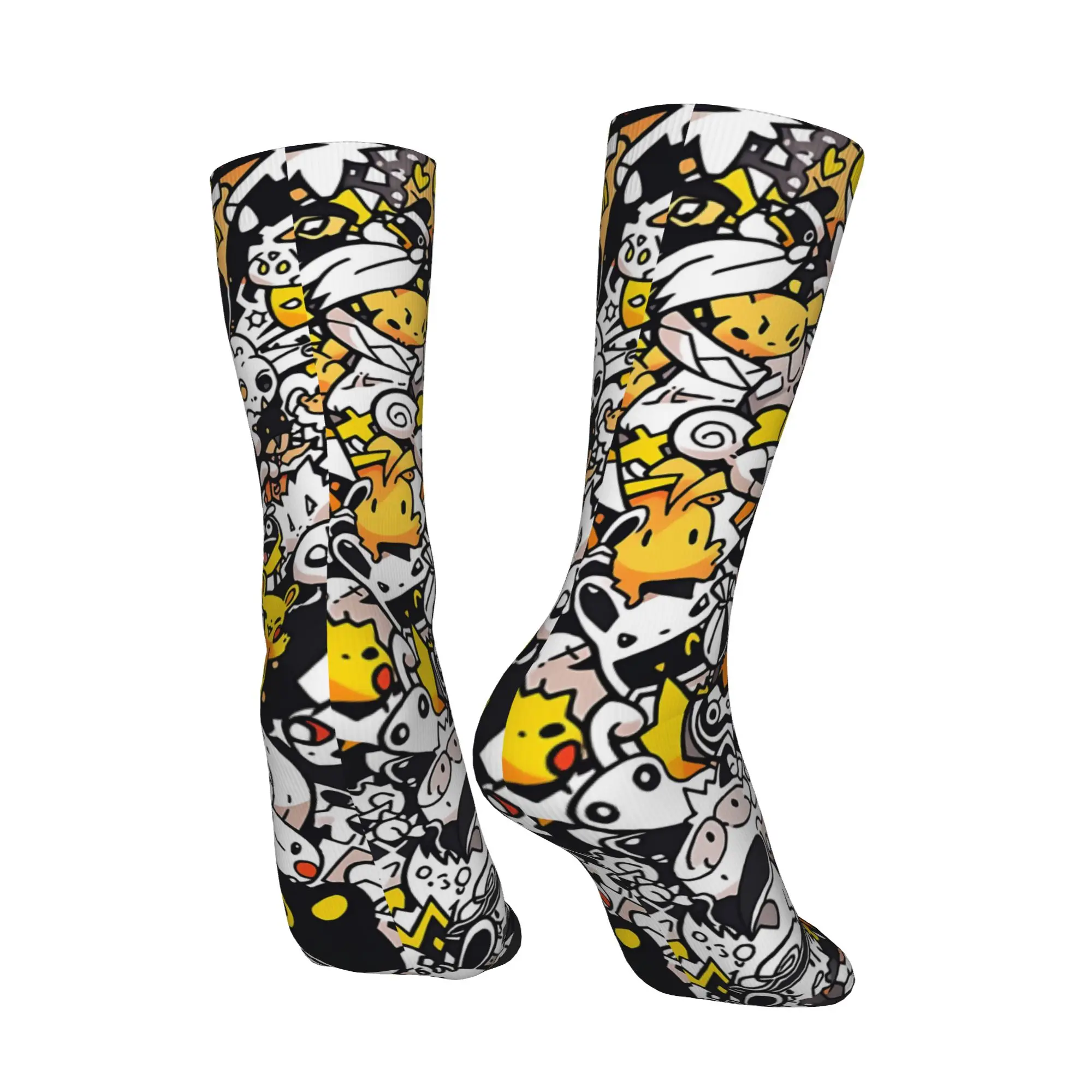 Фото Спортивные носки с индивидуальным дизайном Pokemon Pikachu, винтажные, в стиле Harajuku, хип-хоп, оригинальные, повседневные носки №4