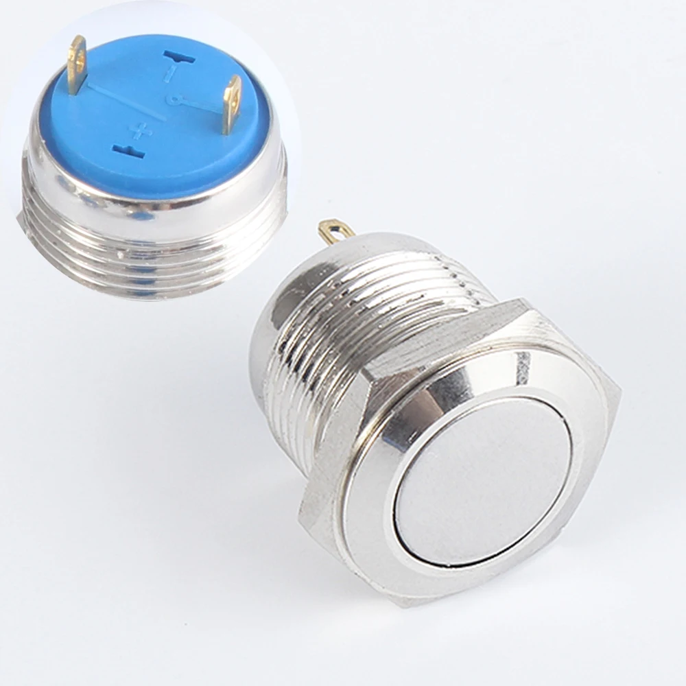 

16 мм 1НО высокая плоская головка водонепроницаемый мгновенный сброс металлический кнопочный переключатель винтовая клемма автомобильный двигатель дверной звонок ПК выключатель питания