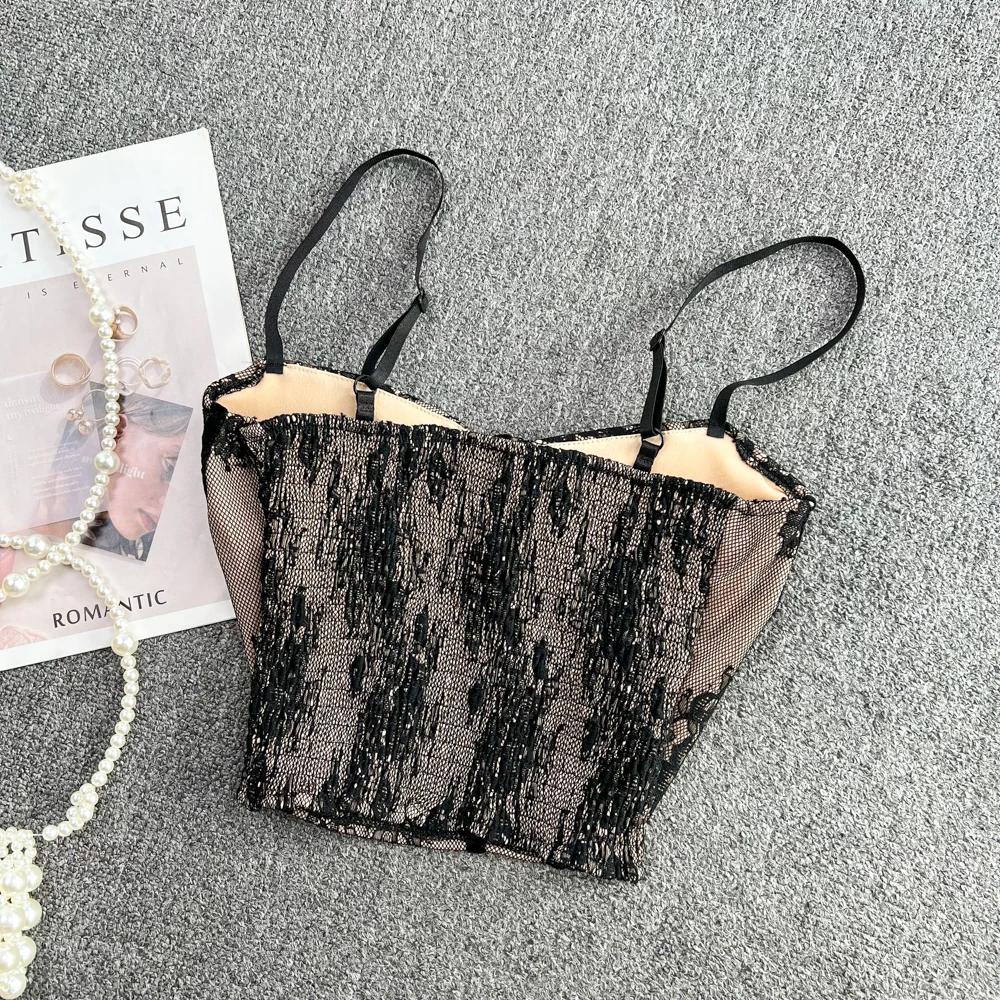 Элегантный кружевной корсет бюстье винтажная пикантная кофта корейская мода