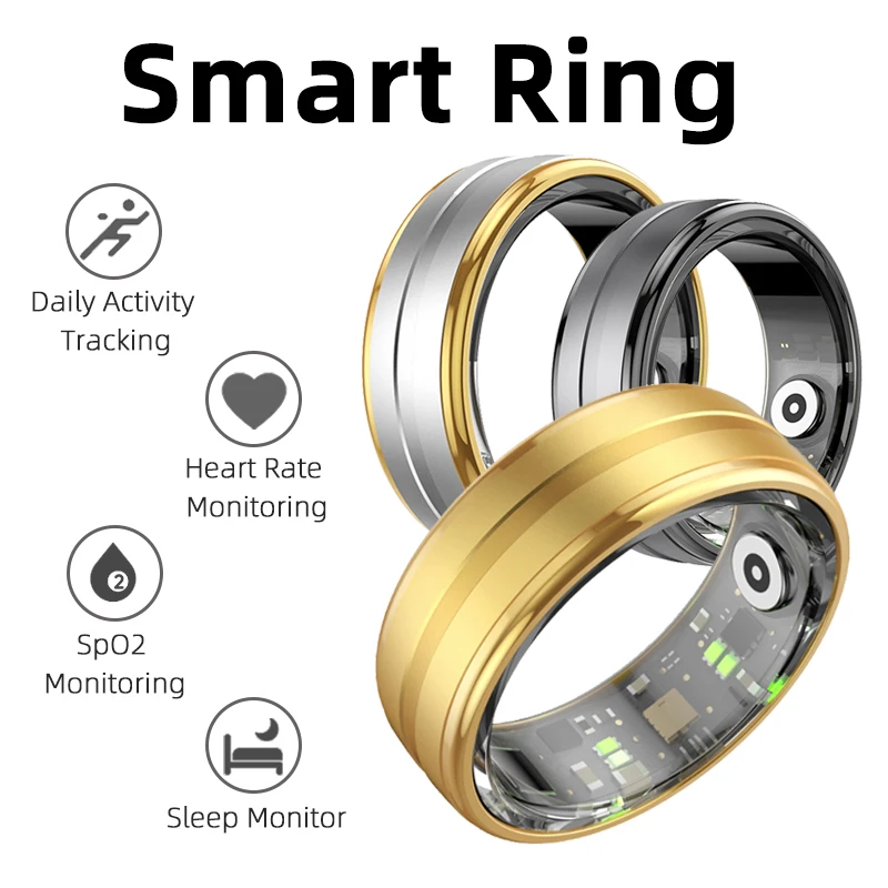 Фото Новое мужское кольцо R06 Smart Ring 2025 для женщин Mluti-Sport Mode Smartring с чехлом для зарядки, трекером фитнеса и сна для Xiaomi №1