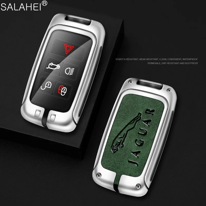 

Metal&Leather Car Remote Key Case Bag Shell Holder Full Protector For Jaguar XE XF XJ XJL E-Pace F-Pace Fob Keychain Accessories