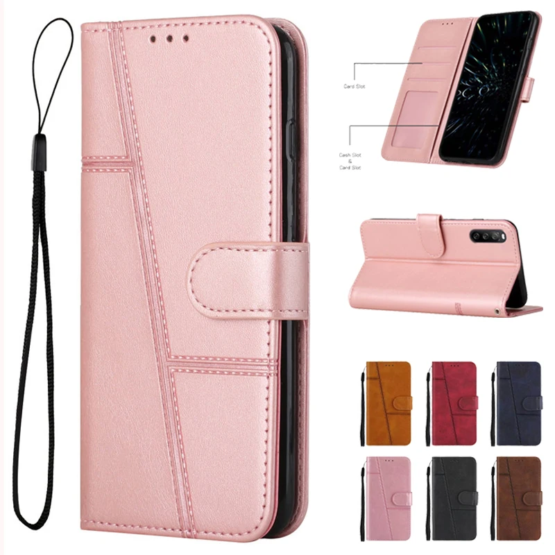 Luxury Retro Wallet Card Slot Cover Cheap Bag Durable For Sony Xperia 1 5 10 III Lite Flip Stand Phone Case Hoesje Coque Etui