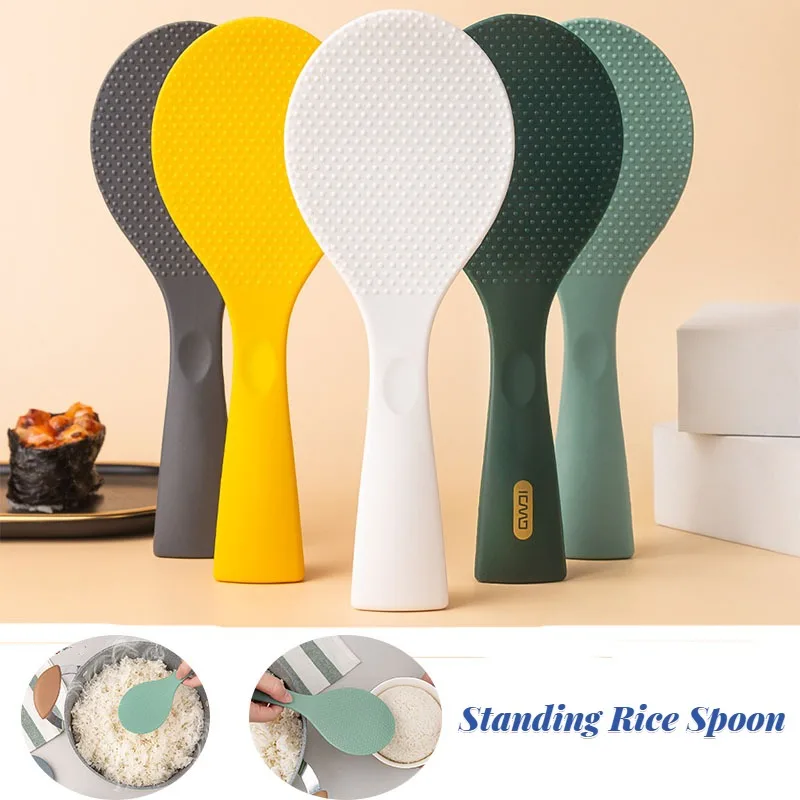 

Colorful Silicone Rice Spoon Household High Temperature Resistant Can Be Upright Serving Rice Rice Ladle Kitchen Utensils