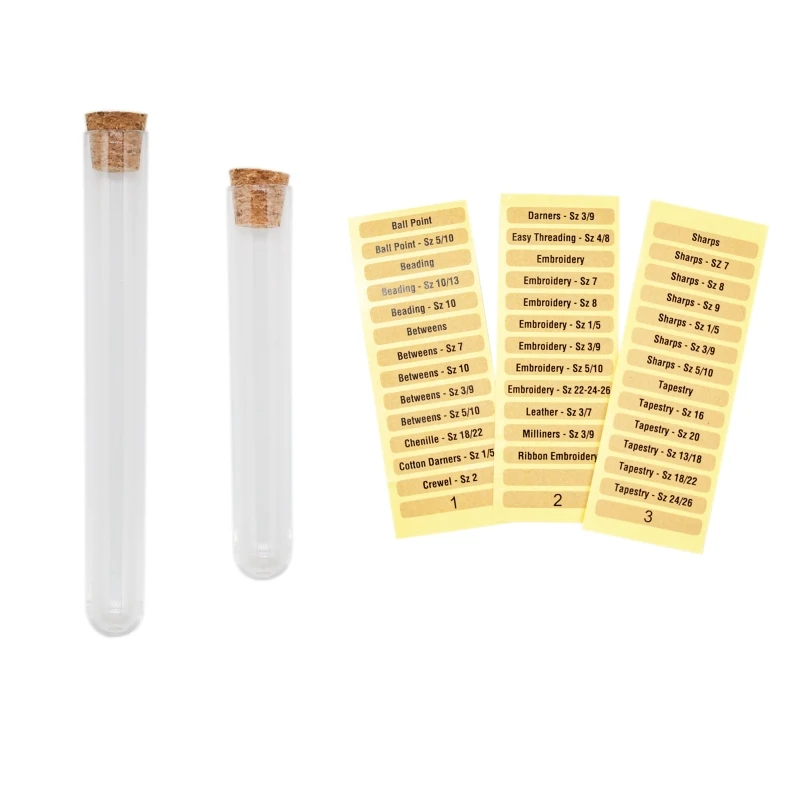 

18 PCS Long Short Needle Storage Tubes with Labels Clear Plastic Storage for Cas
