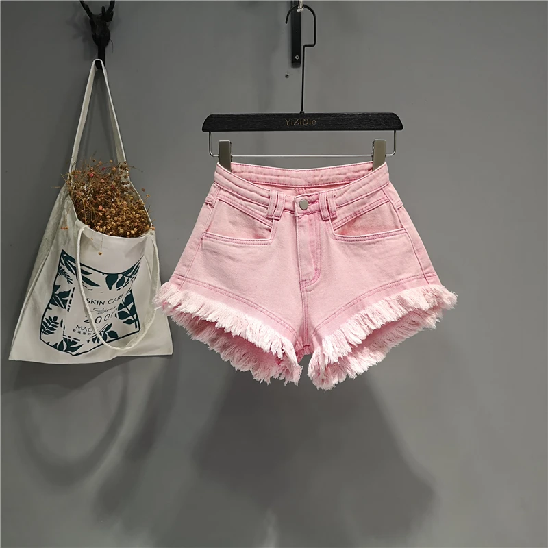 White A-line Casual Jeans Short Boort Pants  2023 Summer New Women's Clothing Trendy Style All-Match Ins Wide-Leg Denim Shorts