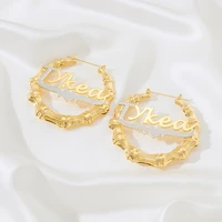 personalized stainless steel name earring double gold plated nameplate earring name charm earring for women sexy jewelry gifts