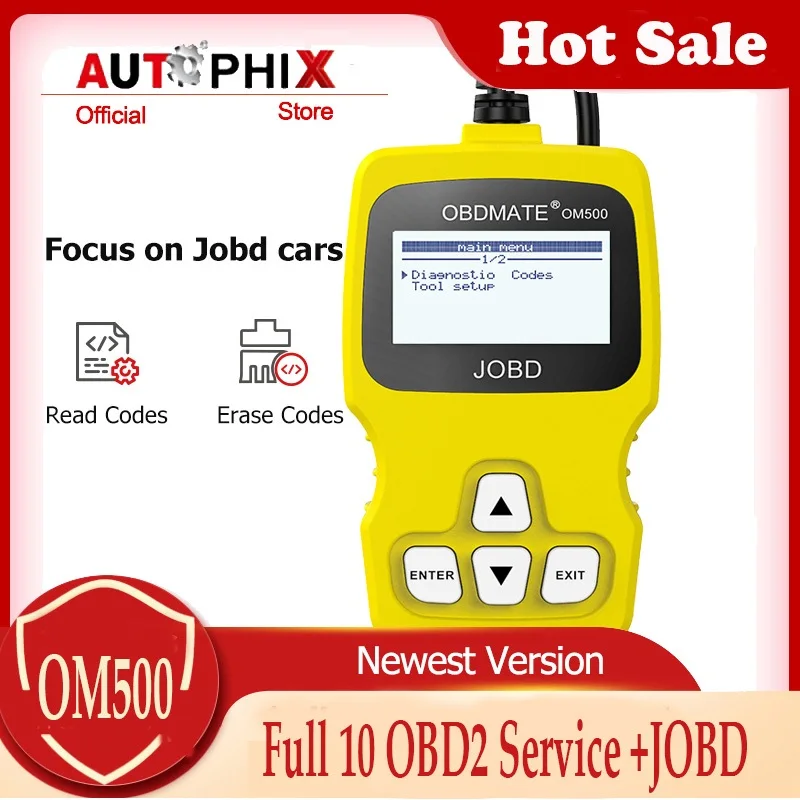 

Autophix OM500 OBD2 Scanner Car Automotive Diagnostic Tool JOBD EOBD Engine Auto Scan Tools OBDII Code Reader Erase Fault Code