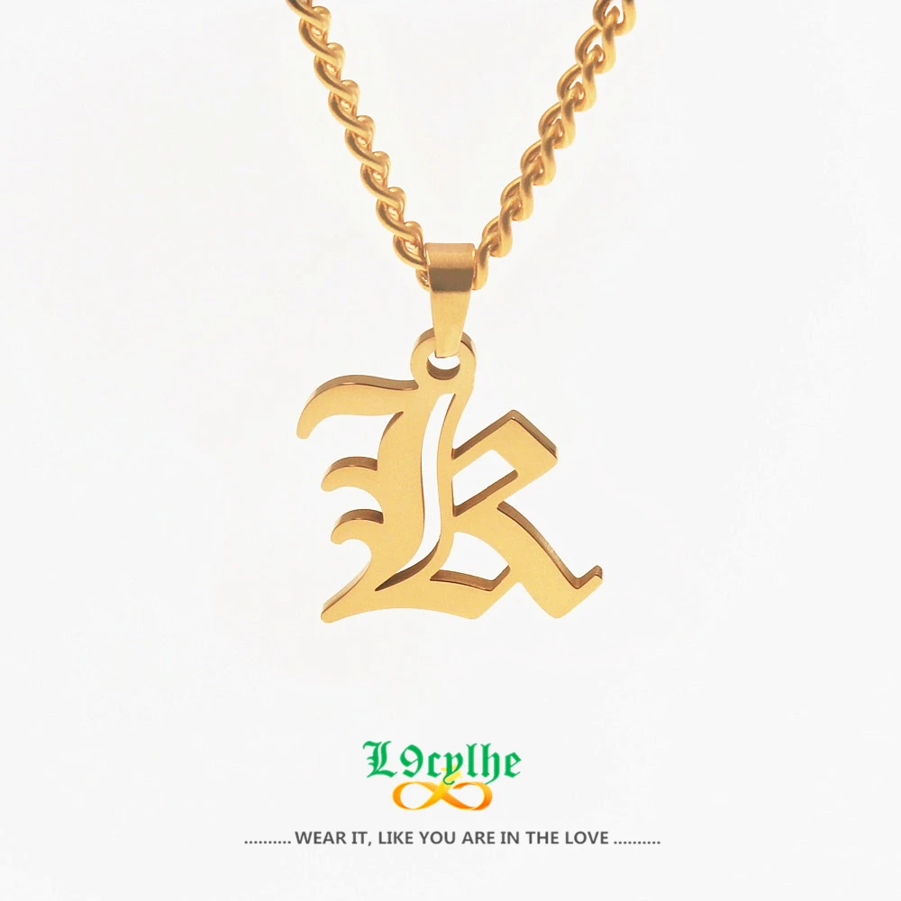 

26pcs/Lot A-Z Initial Letter Pendant Necklace Stainless Steel Curb Cuban Chain Necklaces Men Women Best Friends Gift Punk Jewelr