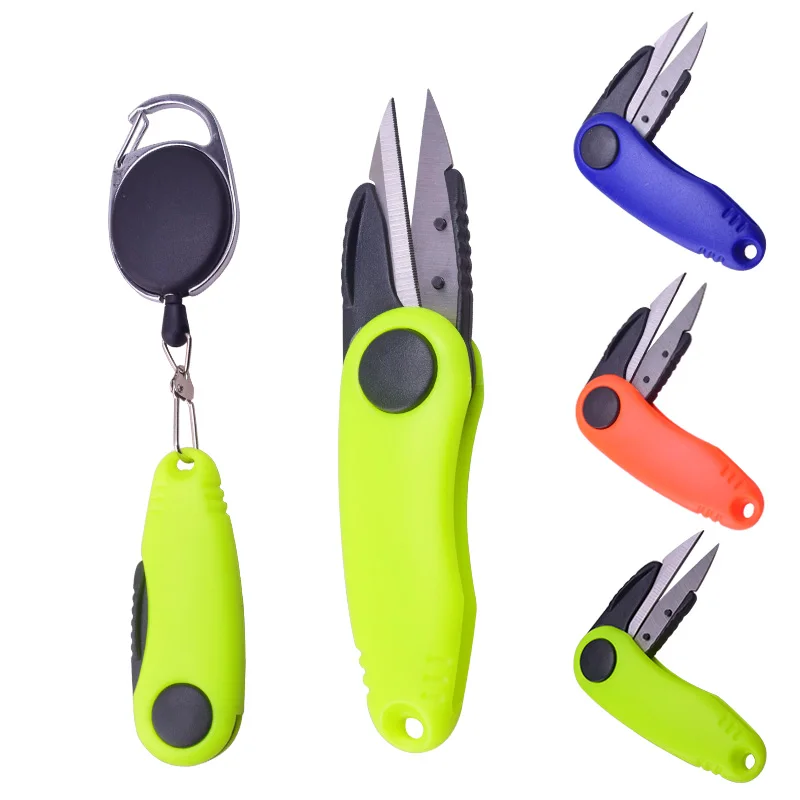 Folding Scissors Shrimp-Shaped Stainless Steel Scissors Clipper Nipper Fish Use Fishing Line Cutter Accessories For Fishing