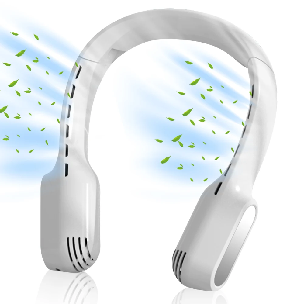 

Portable Bladeless Hanging Neck Fan Foldable Mini Fan 4000mAh Rechargeable 3 Speed Summer Air Cooling Mute Neckband Fans Outdoor