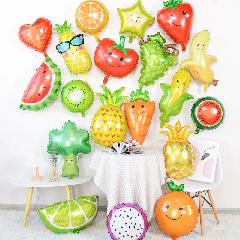 

1pcs Luxury Fruit Vegetable Helium Foil Balloons Large Orange Pineapple Strawberry Grape Balloon Kid Toys Birthday Party Decor