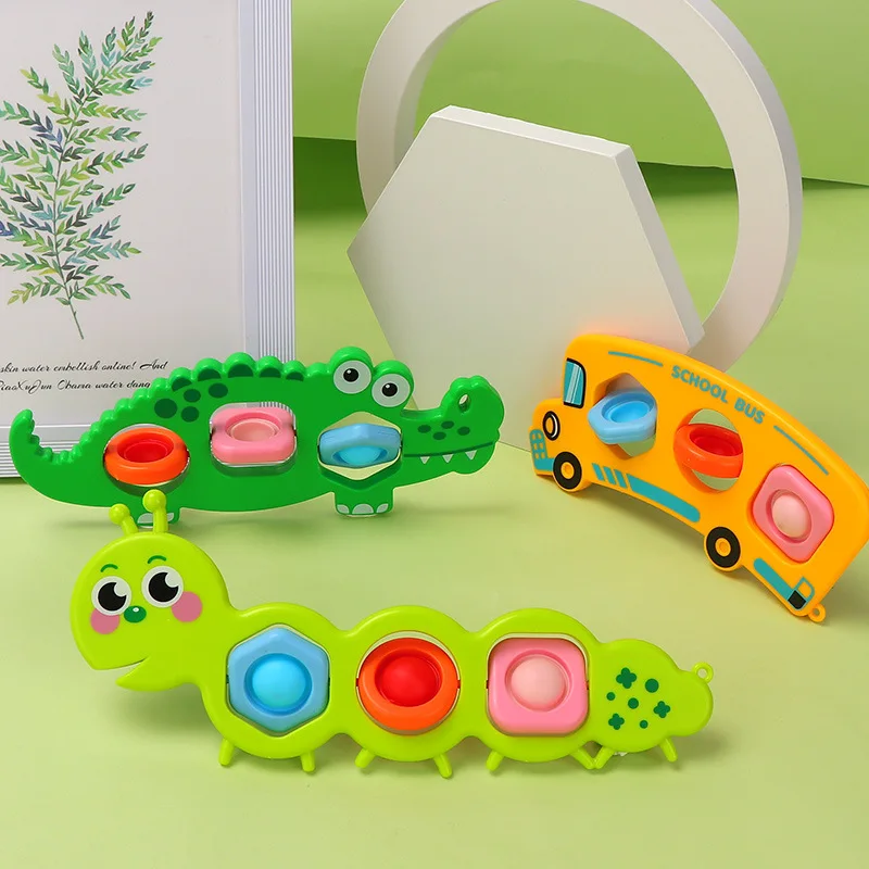 

Fidget ToysCartoon Bus Crocodile Caterpillar Bubble Decompression Toy Baby Puzzle Early Education Thinking Press Finger Roating