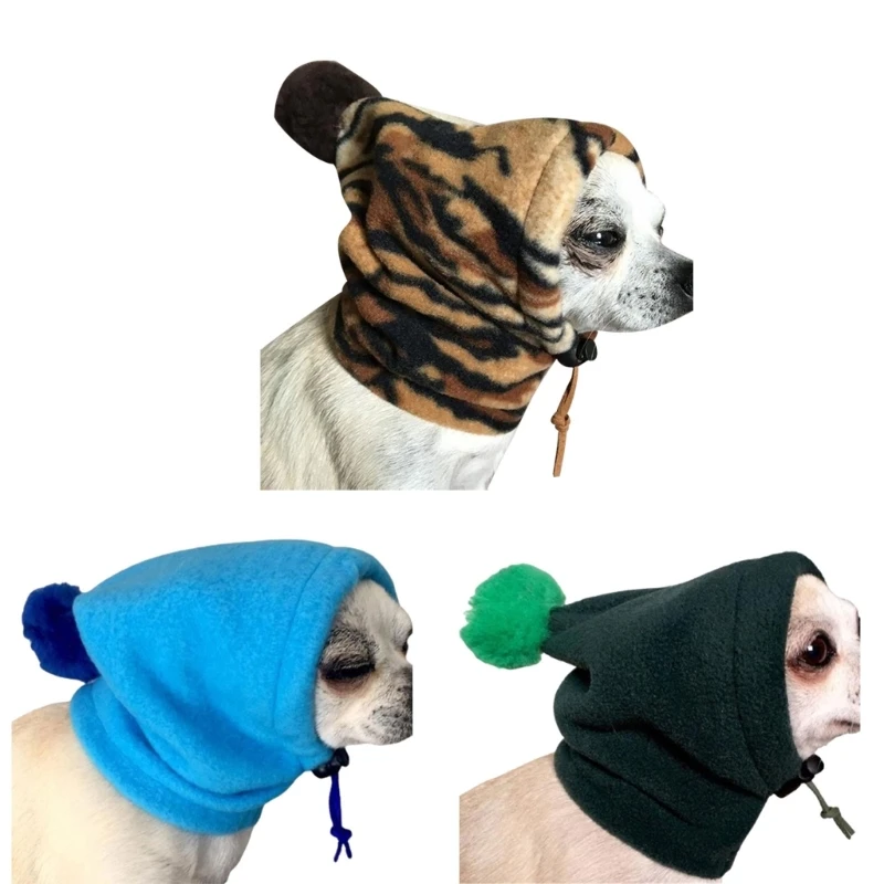 

Теплая шапка для собак, однотонная, фотосессия, с маленьким помпоном, шапка для собак с регулируемой завязкой, зимняя, с леопардовым принтом