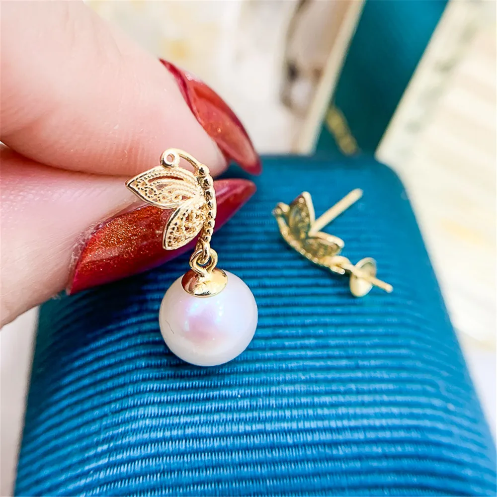 

DIY Pearl Earnail Accessories S925 Sterling Silver Jewelry Butterfly Women's Earrings Women's Empty Fit 8-11mm Beads