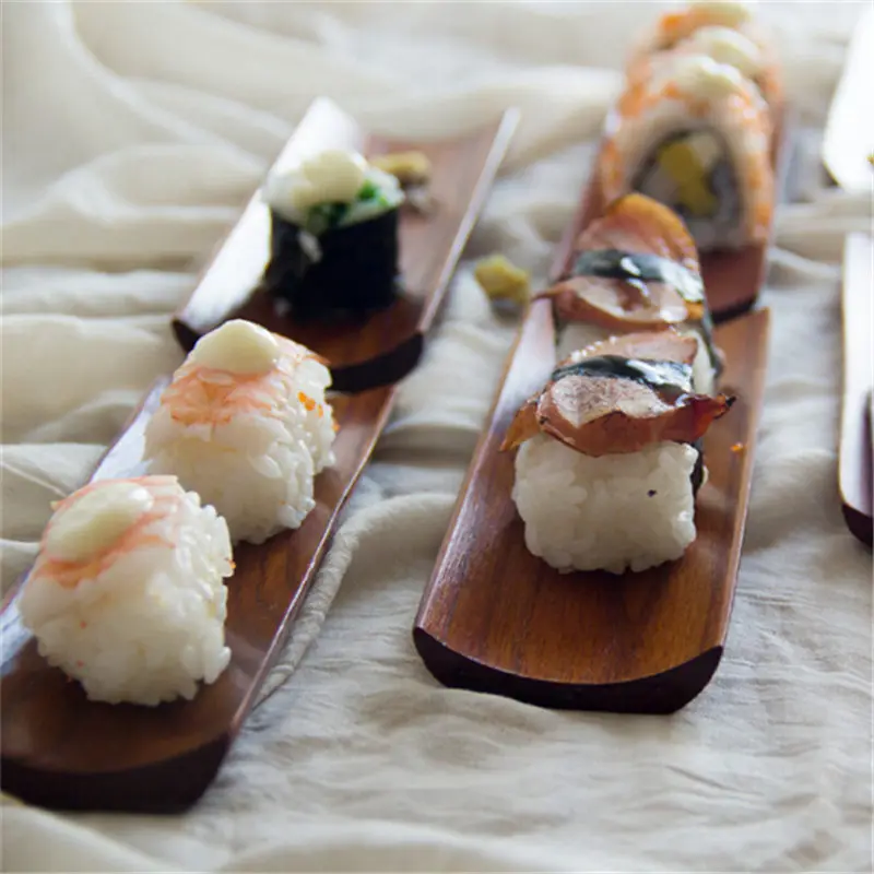 

Простой стиль, деревянный поднос для сервировки, Прямоугольная форма, искусственный десерт для завтрака, суши