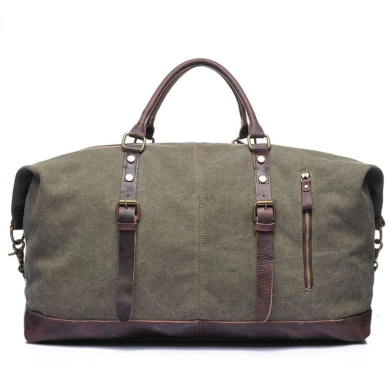 Men's Travel Bag Retro Foreskin Top Layer Cowhide Canvas Bag Hand Travel Bag Diagonal Luggage Bag