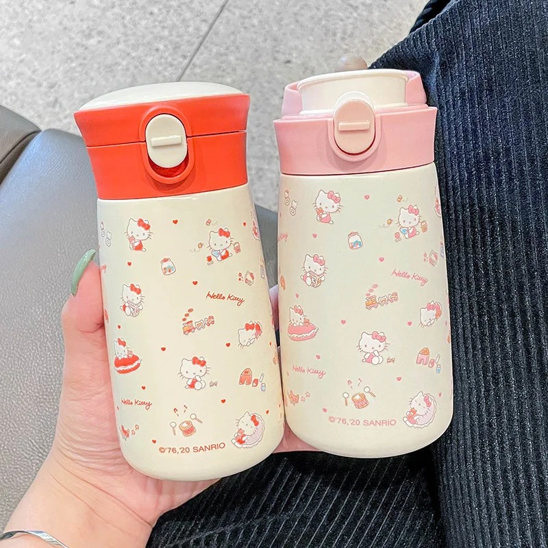 

Hellokitty термос чашка Sanrios Аниме Фигурка Tiktoks маленькая портативная кавайная мультяшная Женская портативная чашка Рождественский подарок