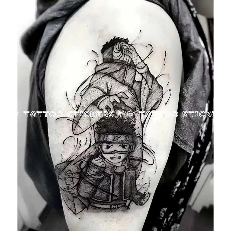 

2022 New Uchiha Obito Anime Waterproof Tattoo Sticker for Woman Man Anime Arm Thigh Body Temporary Tattoo Fake Tattoo