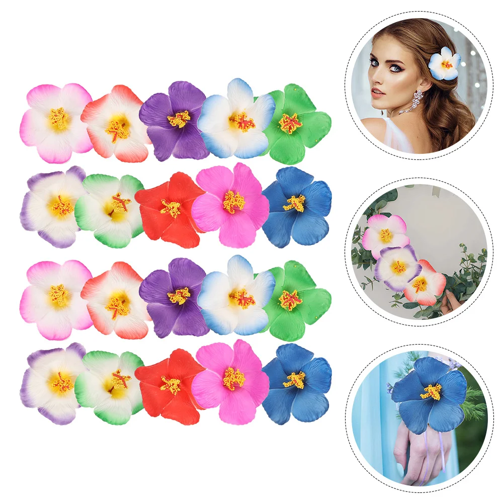 

20 Pcs Simulated Hibiscus Flower Faux For Crafts Headdress DIY Flowers Heads Fake Artificial Party Daisies Wedding
