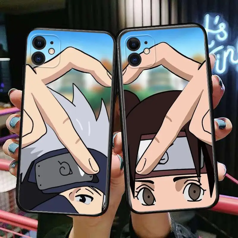 

Hot Naruto Finger Heart Phone Case For iphone 13 Pro Max 12 11 Pro Max 7 8 PLUS 6S XR X XS mini Back Cover Soft TPU Shell Fundas