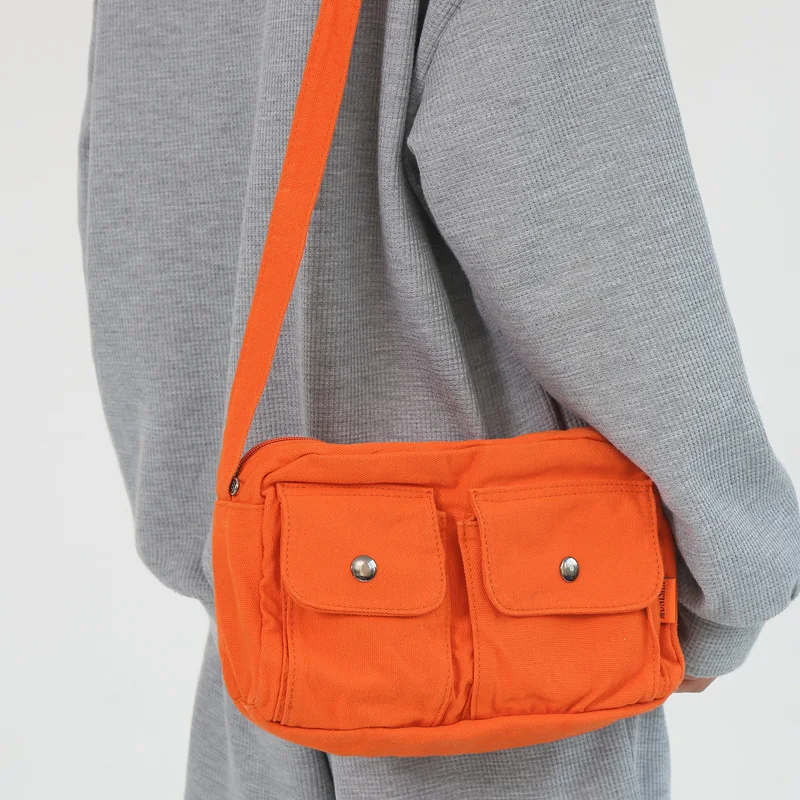 

High Quality Wear-resistant Canvas Shoulder Bags for Women 2022 New Fashion Ladies Crossbody Bag Solid Color Student Schoolbag