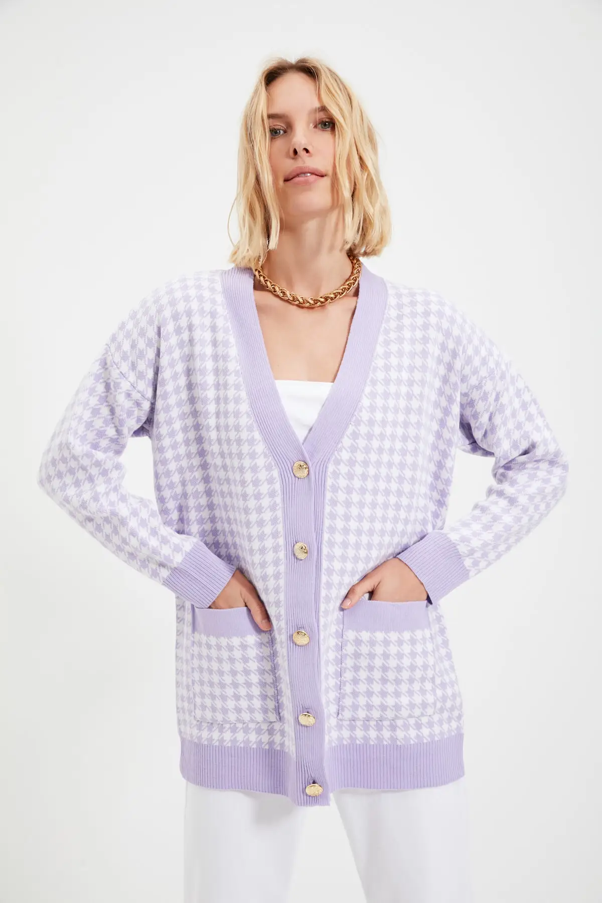 

Lilac Crowbar Jakarlı Knitwear Cardigan