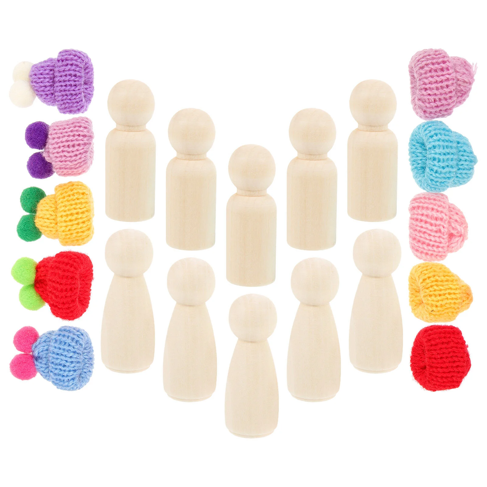 

Painted Puppet Toys Graffiti Wooden Shapes Crafts People Figurines Unfinished Dolls Hats