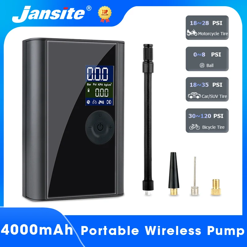

Jansite Car Air Compressor Portable 150PSI Wireless 12V Pump 4000mAh Battery Auto Electric Pumping For Motorcycle Balloon Boats