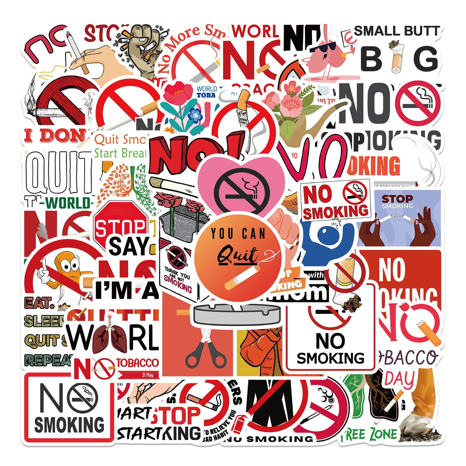

50pcs Quit No Smoking Graffiti Stickers Decal Wall Laptop Luggage DIY Guitar Diary Sticker