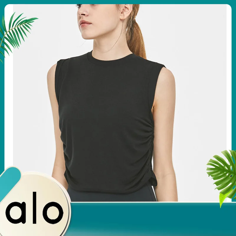 

Alo Yoga 2022 Breathable Short-sleeved Yoga Top Women's Loose Sleeveless Yoga Fitness Vest Running Sports Fitness Blouse QD52