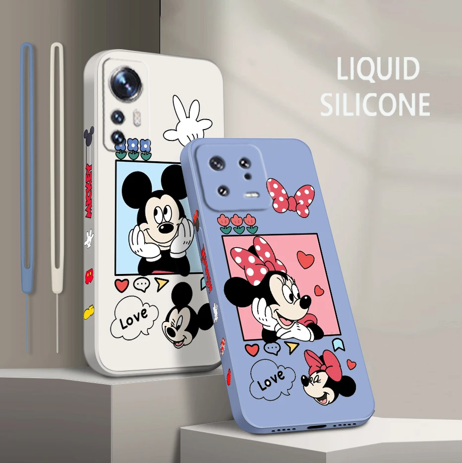 

Couple Minnie Mouse Mouse For Xiaomi Mi 13 12 12T 11 11T 10 10T 9 9SE Lite Pro Ultra A3 Liquid Left Rope Soft Phone Case Fundas