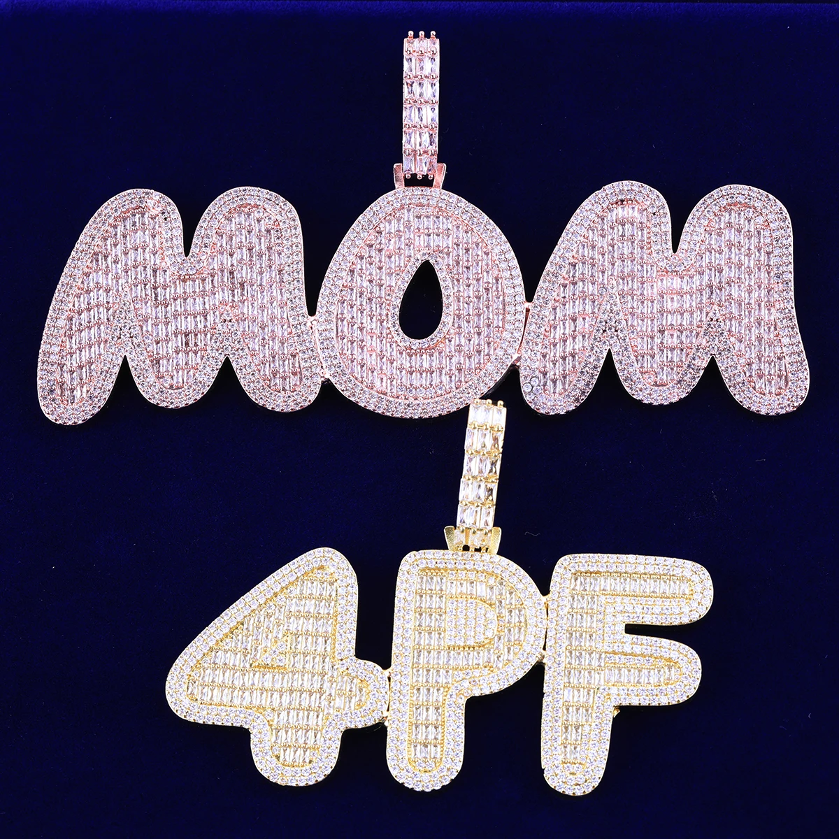 Ожерелье с буквами Bubble Micro Pave на заказ для мужчин Iced Out Baguette персонализированные