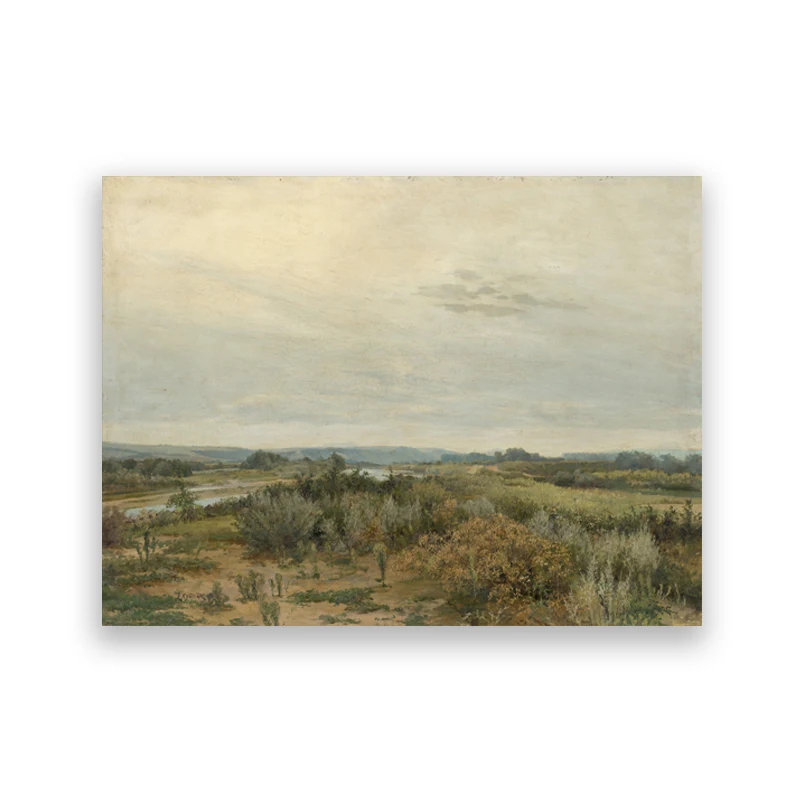 

Винтажный пейзаж озера на холсте