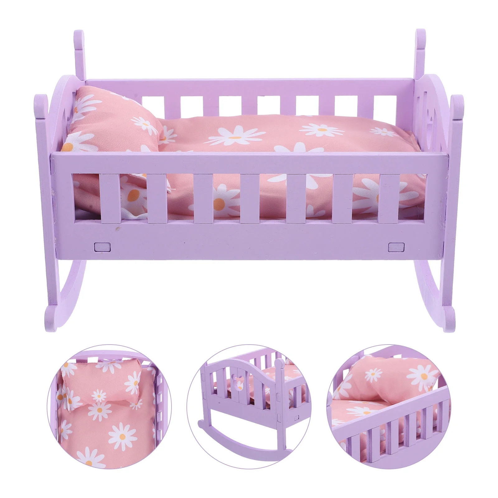 

Miniature Bed Model Miniatures Ornament Furniture House Accessory Toy Decor Dolly Babydoll