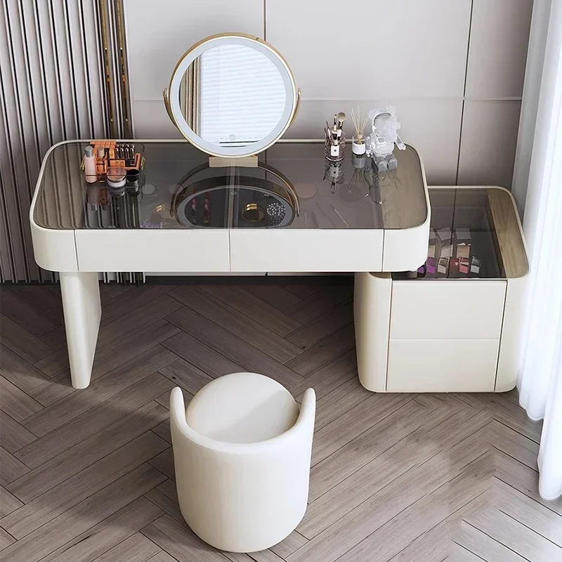 Черная тумбочка для макияжа туалетный столик шкаф обуви стеклянная отеля