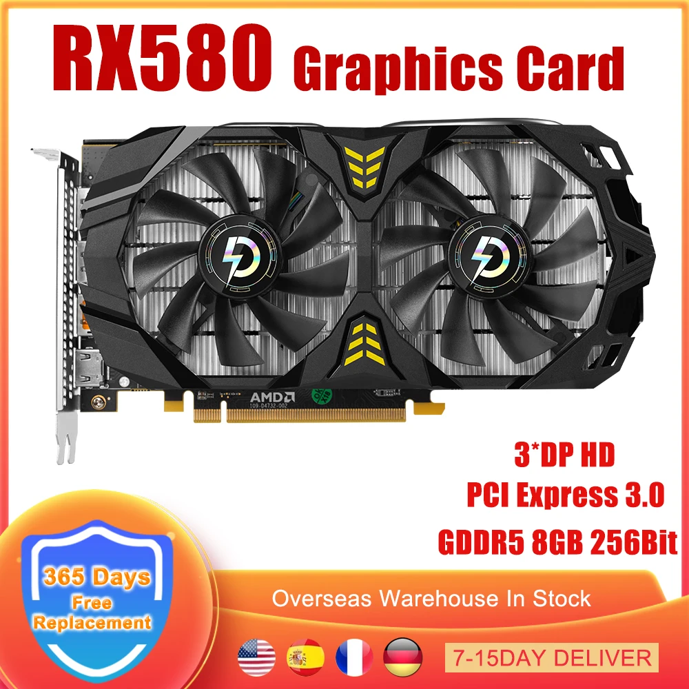 

RX580 2048SP Graphics Card GDDR5 8GB 256Bit Gaming Video Card For AMD Radeon RX 580 PCIE PCI-E 3.0 3*DP HD Slot PC Mining GPU