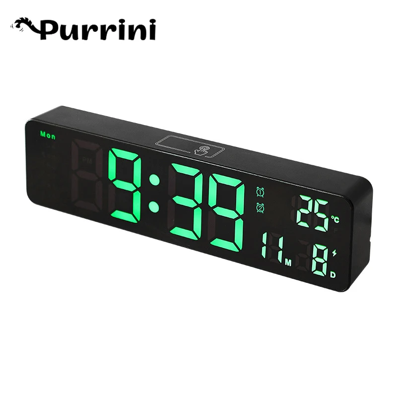 

Digital Alarm Clock Date Dual Alarms Temperature Voice Control Electronic Table Clock Snooze Wall LED Clocks for Living Room