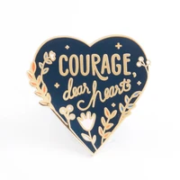 courage dear heart brooch metal badge lapel pin jacket jeans fashion jewelry accessories gift