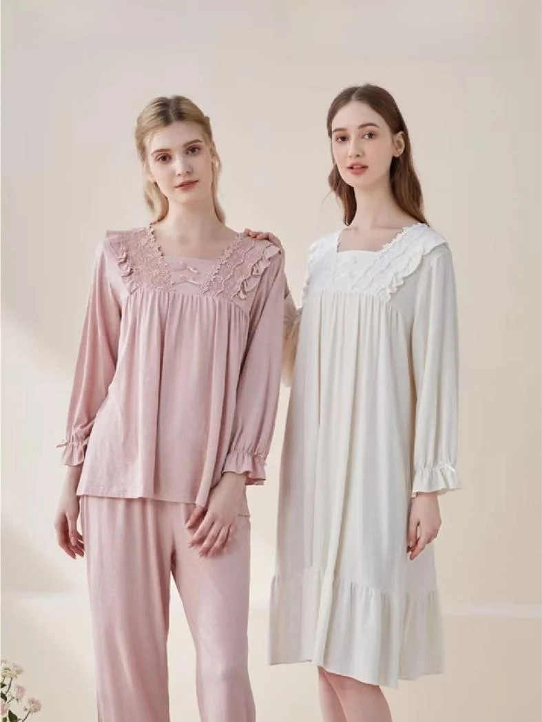 Пижамы Finteng осенние женские модальные юбки с длинными рукавами мягкая и удобная