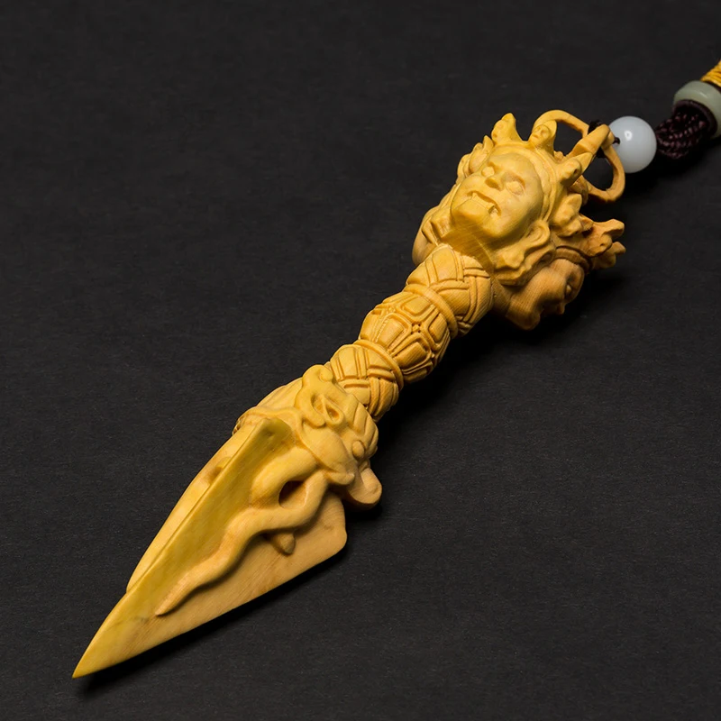 

Wood Holy Buddha Statue Creative Chinese Carving Crafts Feng Shui Avoiding Evil Pendants For Decoration