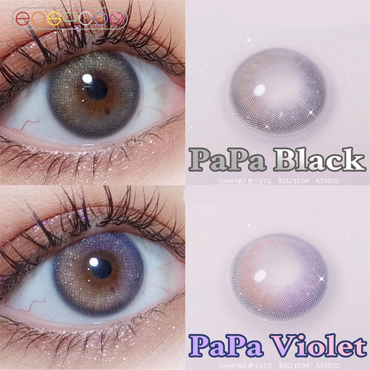 

EASYCON papa black Eyes Cosmetic small beautiful pupil Colorful Contact Lenses exclusive Yearly Eye Makeup 2pcs/pair Degree